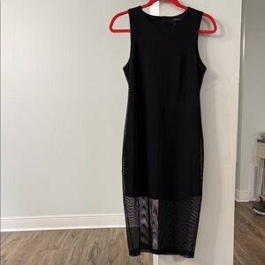 Forever 21 Black Mesh Panel Midi Dress